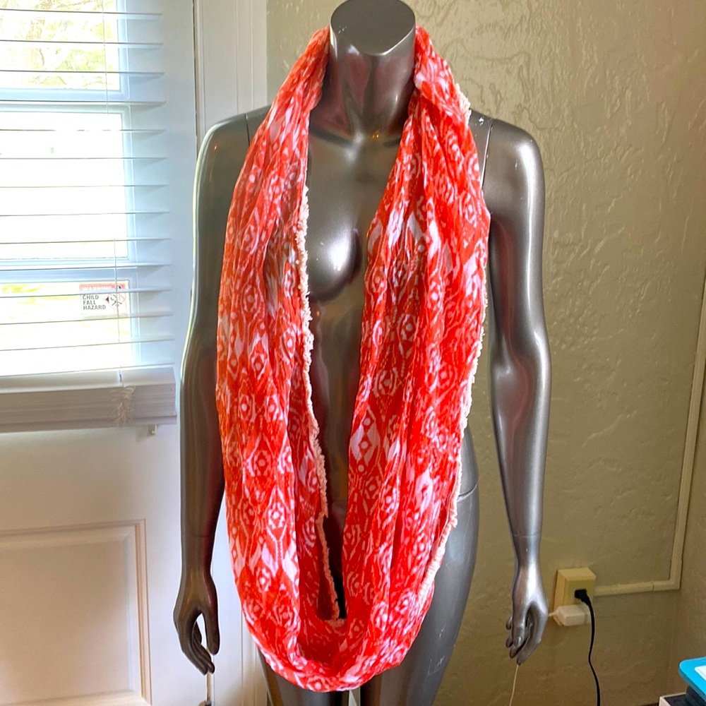 Orange and cream infinity scarf